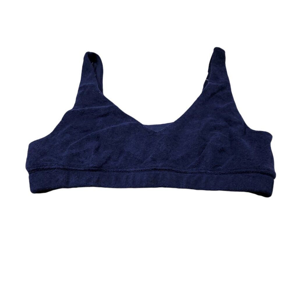 Aerie Offline Recharge Summer Lights Terry Sports Bra Size Medium Navy Blue